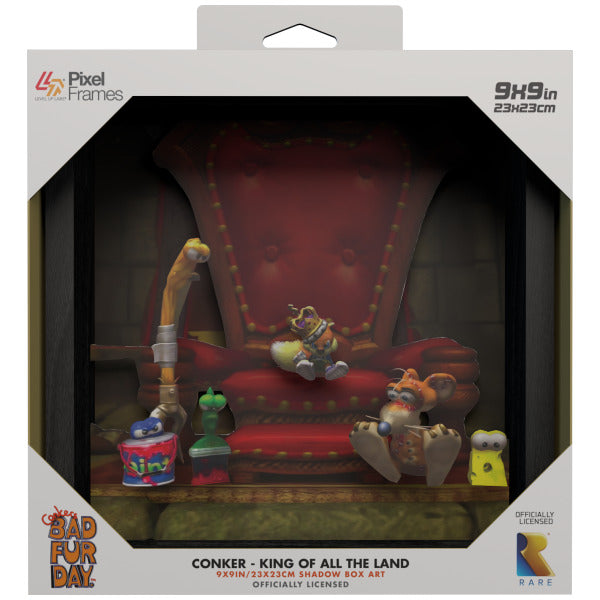 Conker’s Bad Fur Day: King of All the Land 9″X9″ Pixel Frame 3D Pixel Box Art