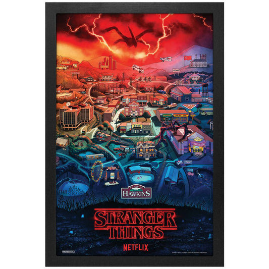 Stranger Things Hawkins Map 11″x17″ Framed Print