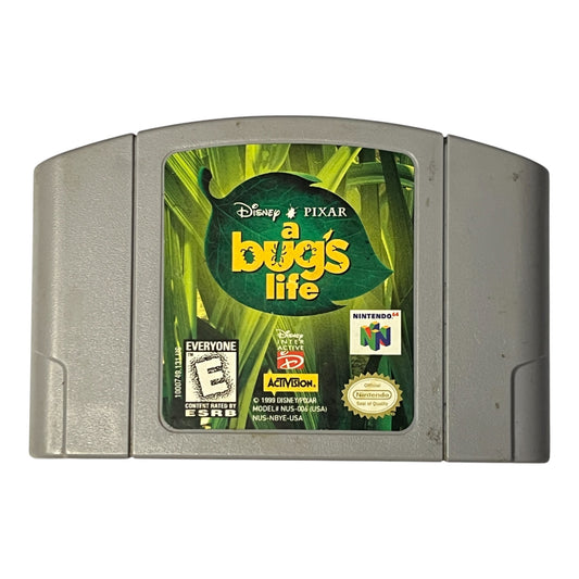 Nintendo 64 game cartridge for 'A Bug's Life' by Disney Pixar on a white background