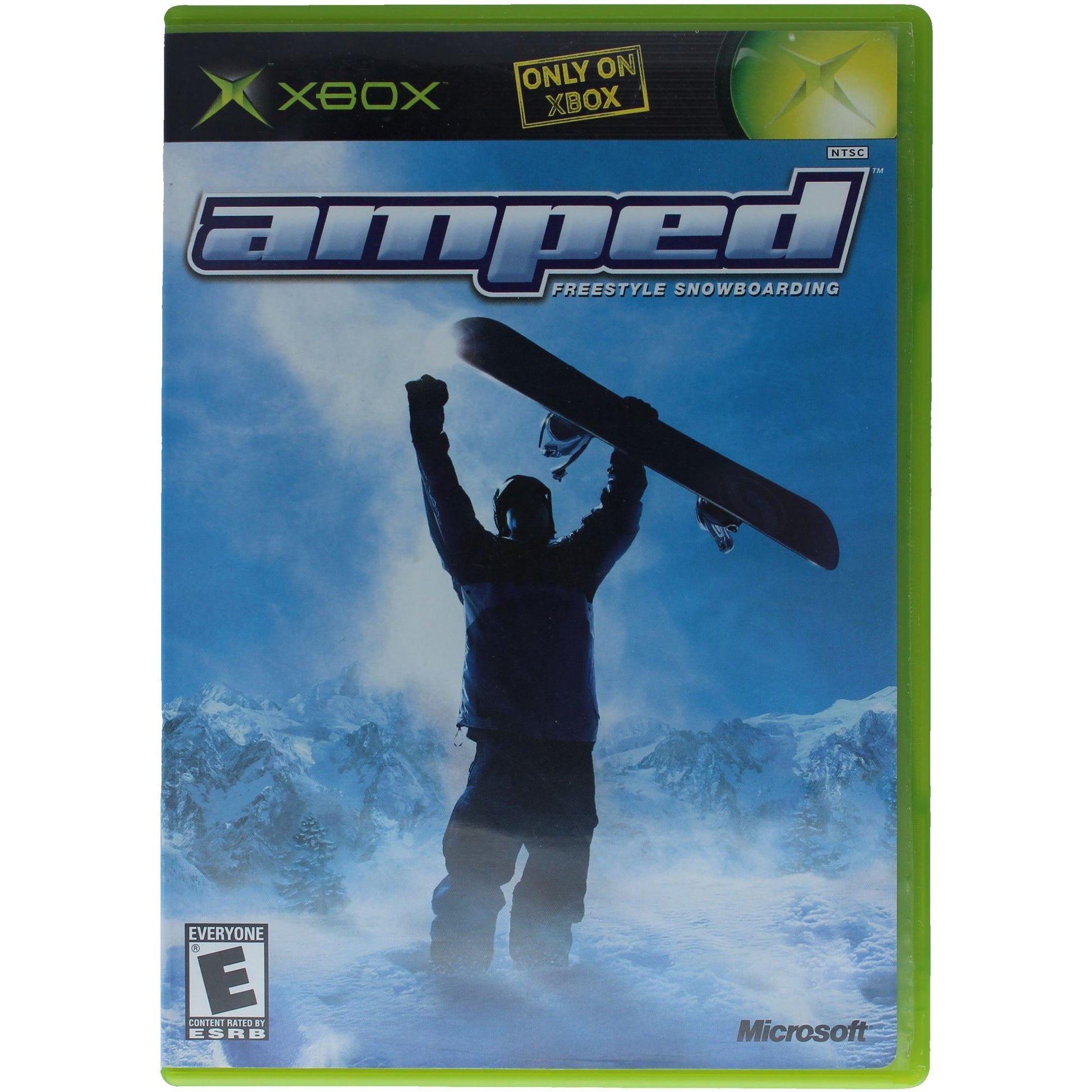 Ampped Freestyle Snowboarding game cover for Xbox with a snowboarder silhouette against a snowy background.