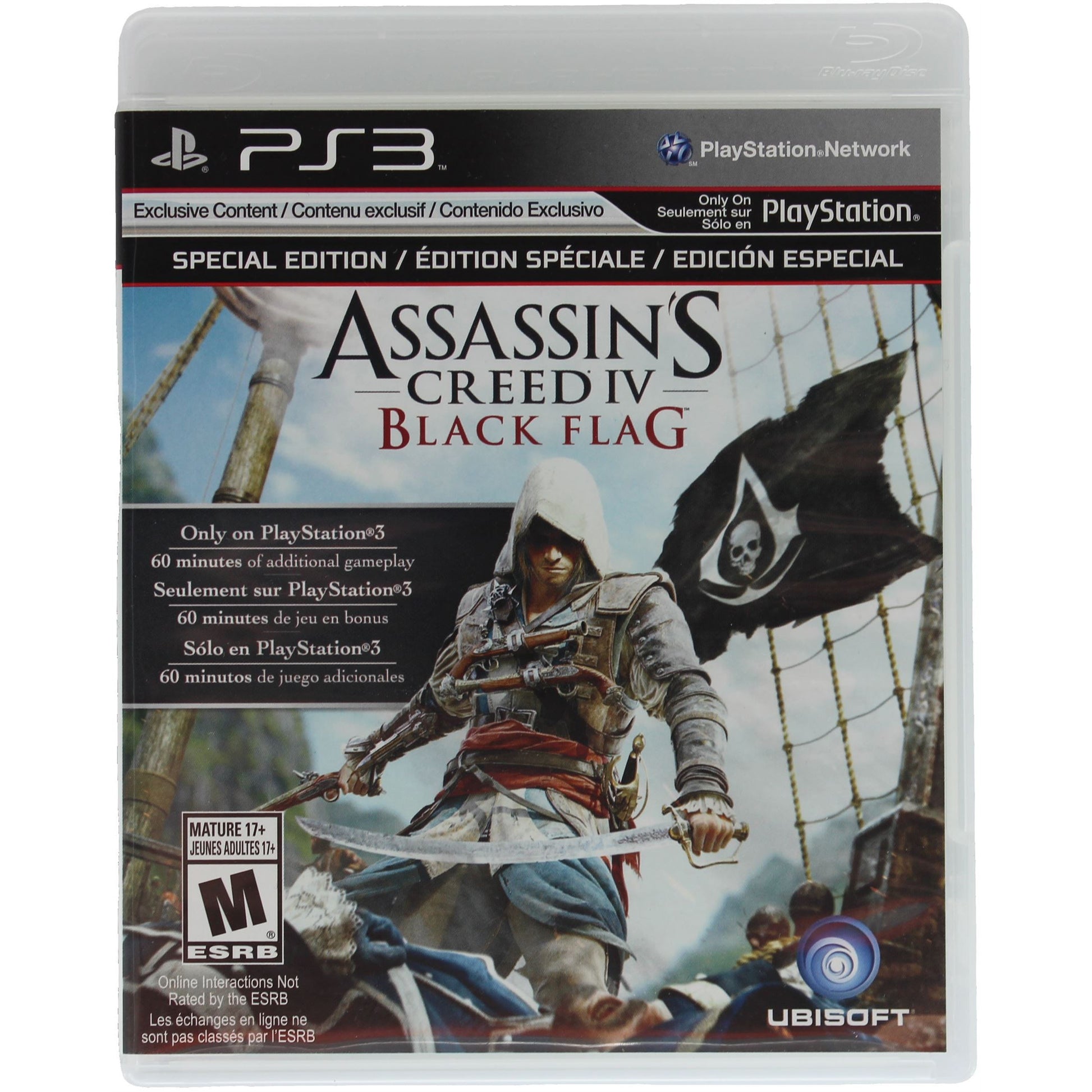 Assassin's Creed IV Black Flag game case for PS3 on a white background