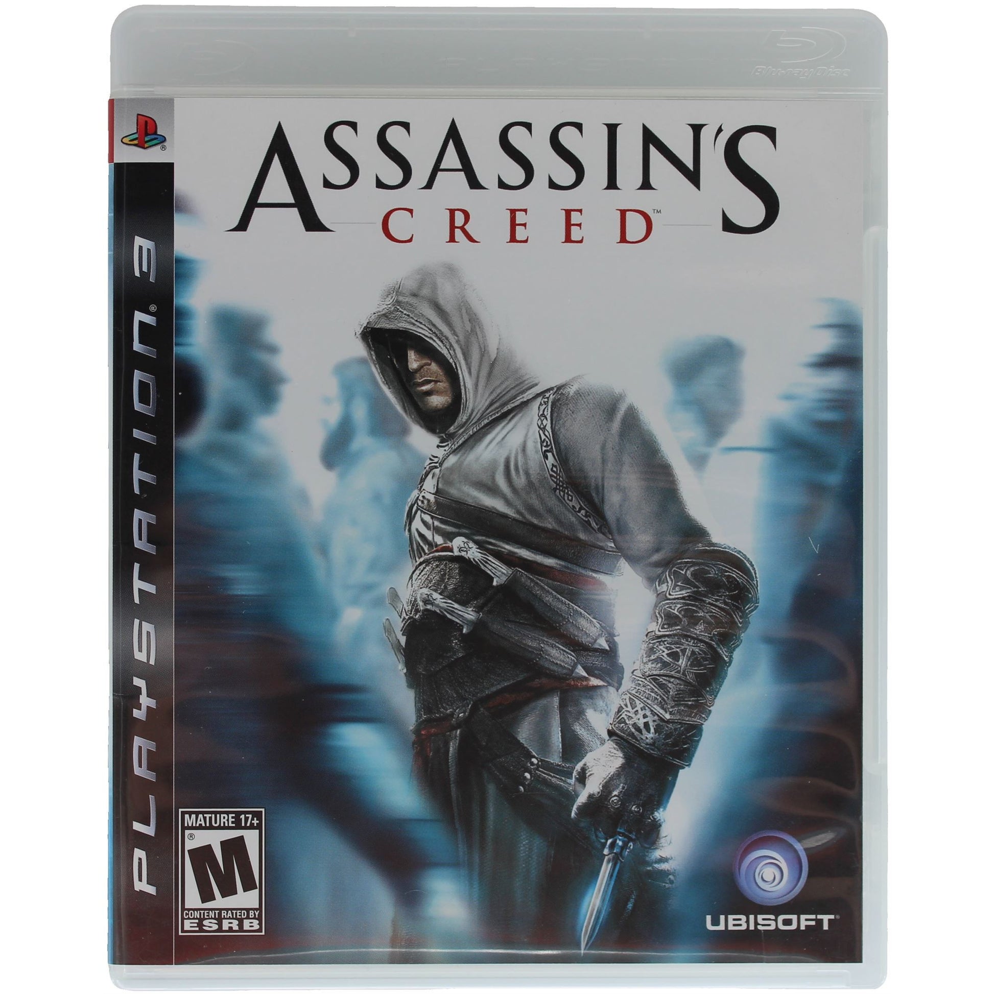 Assassin's Creed game case for PlayStation 3 with character holding a sword on a white background