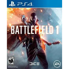 Game box for 'Battlefield 1' on PS4 with a soldier holding a gun and fiery background.