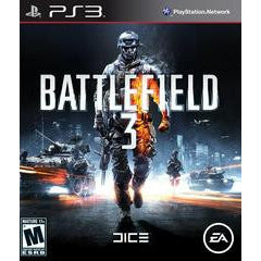 Game box for 'Battlefield 3' on PS3 with EA and DICE logos.