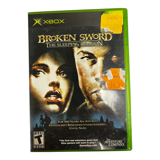 Xbox game case for 'Broken Sword: The Sleeping Dragon' with faces on the cover
