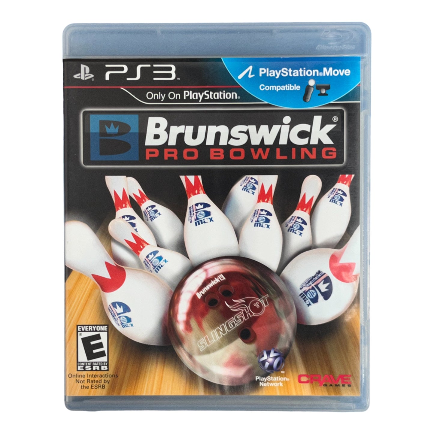 PlayStation 3 game case for 'Brunswick Pro Bowling' with bowling pins and ball on a white background