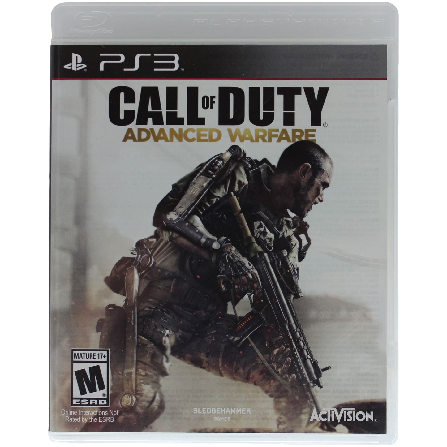 Call of Duty: Advanced Warfare game case for PS3 with a soldier holding a gun on a white background