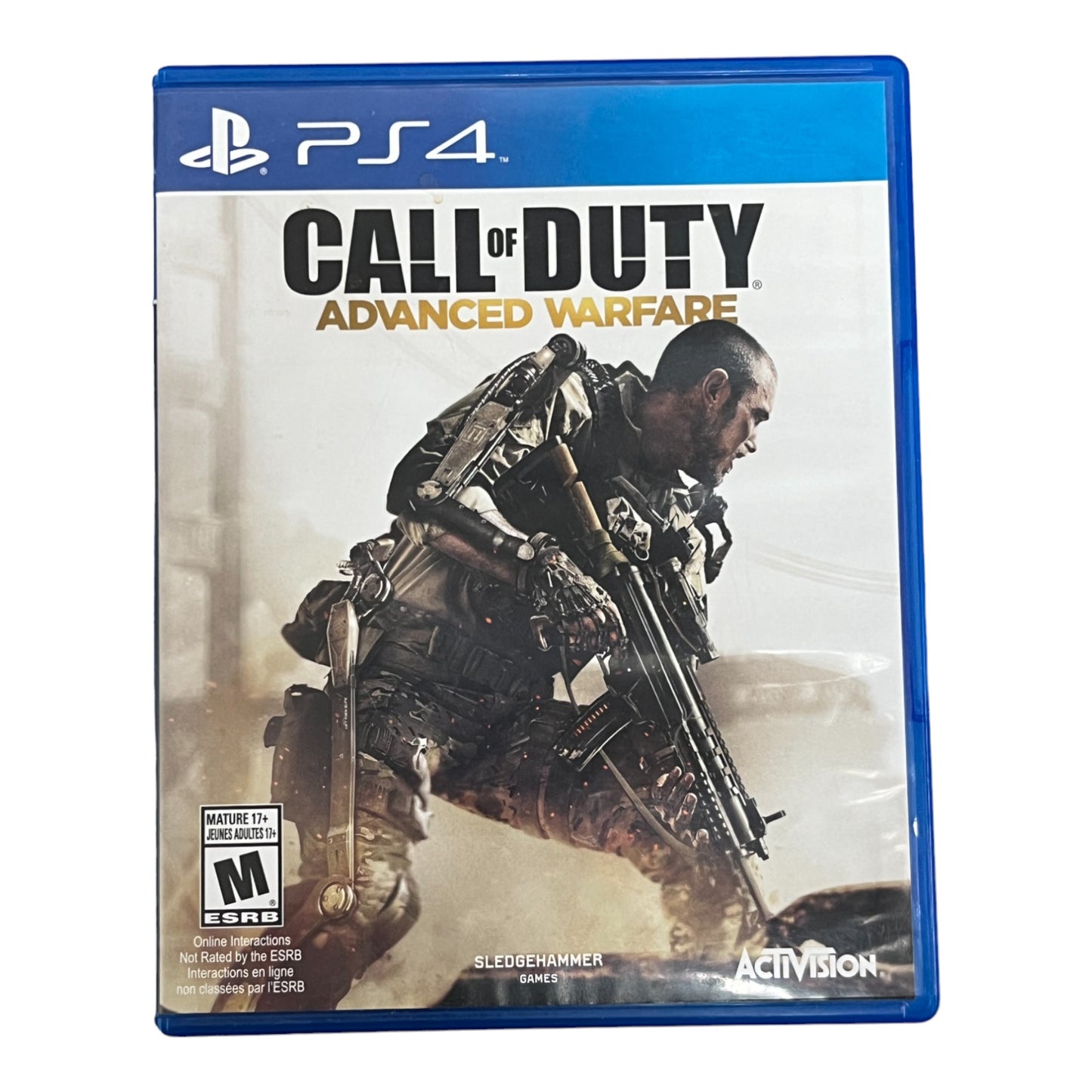 Call of Duty: Advanced Warfare game case for PS4 on a white background