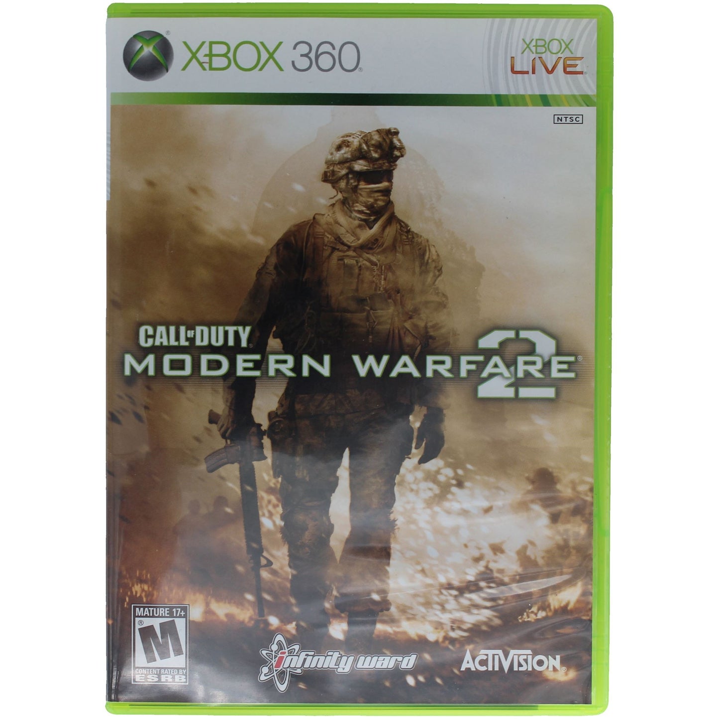 Game case for 'Call of Duty: Modern Warfare 2' for Xbox 360 on a white background