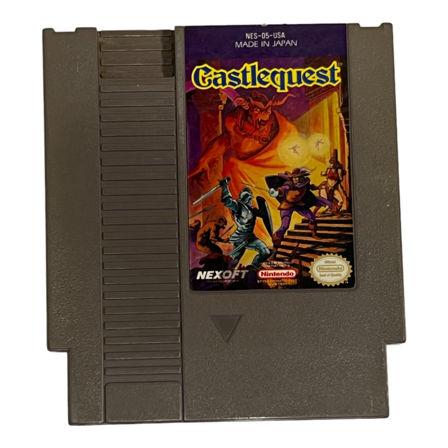 Nintendo Entertainment System game cartridge for 'Castlequest' with colorful artwork on the cover.