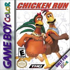 Game Boy Color game cartridge for 'Chicken Run' with two chickens on a white background.