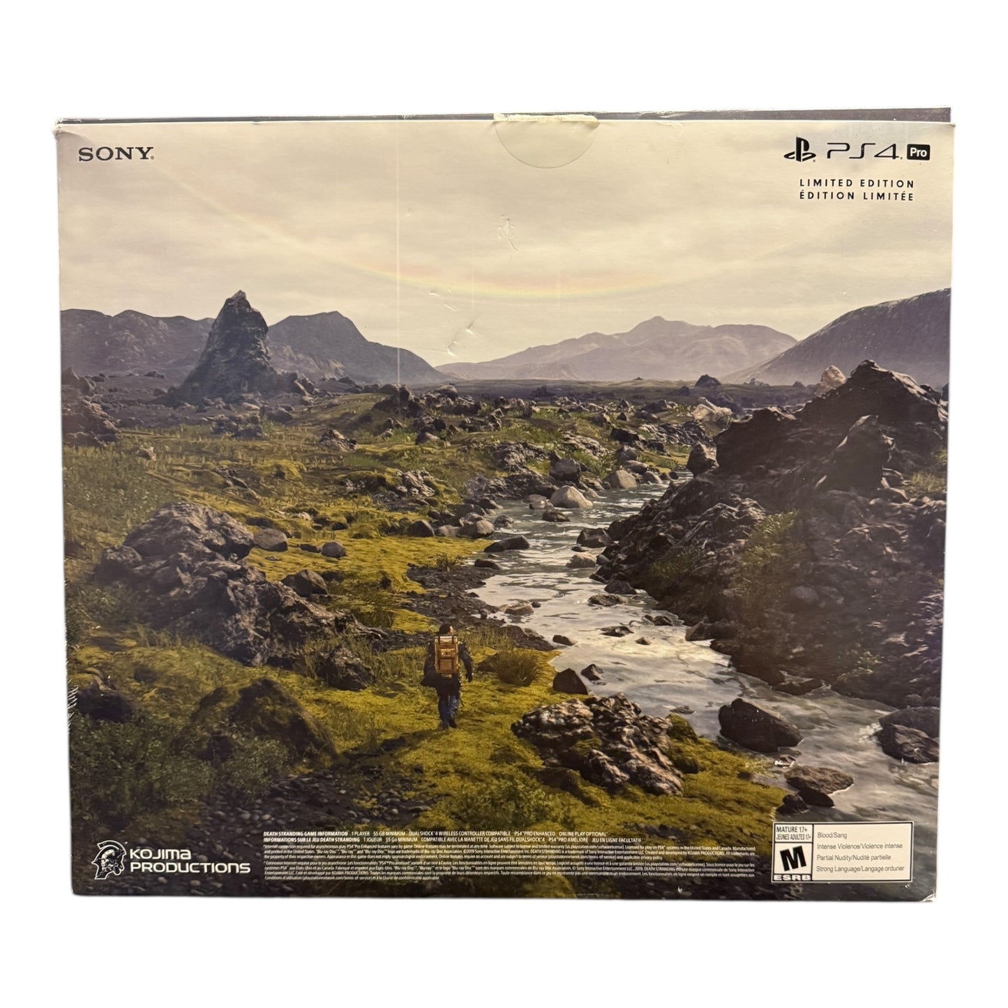 PlayStation 4 Pro gaming console packaging with a scenic design