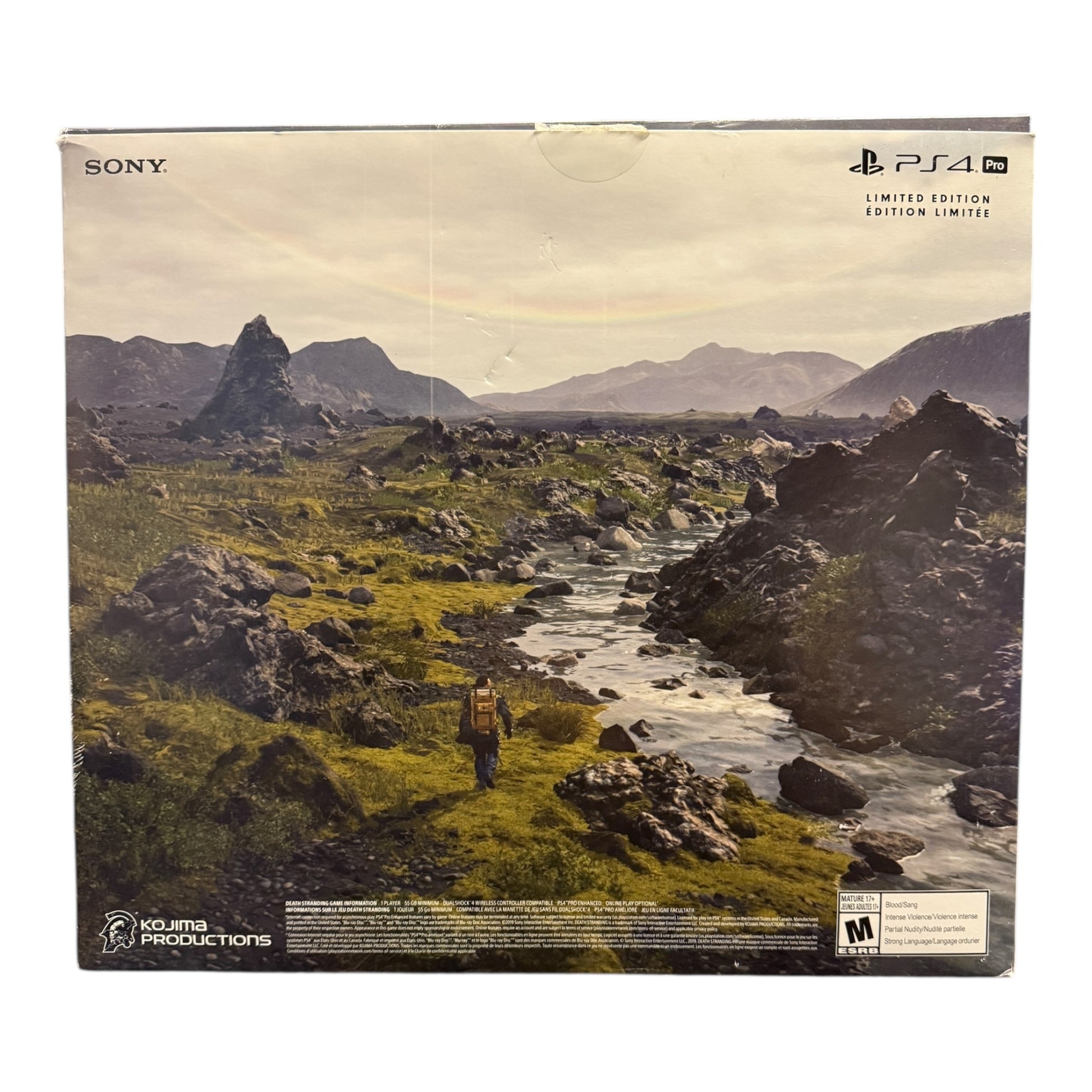 PlayStation 4 Pro gaming console packaging with a scenic design