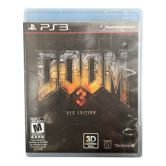 Doom 3 BFG Edition game case for PS3 on a white background