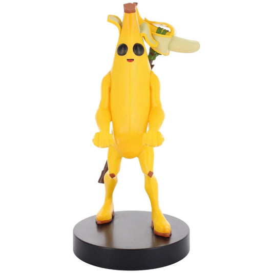 Banana character figurine with sunglasses on a white background