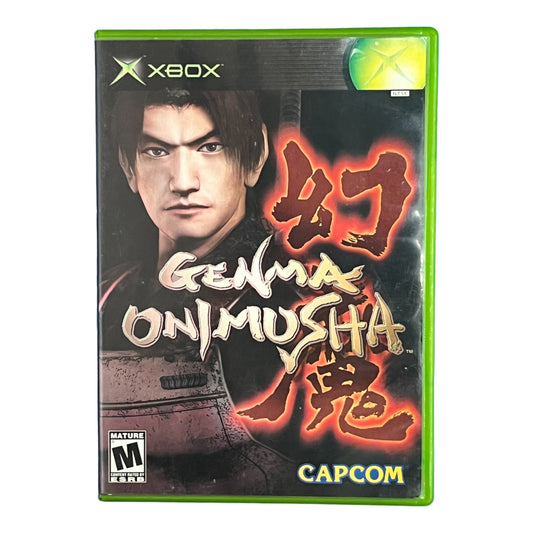 Game case for 'Genma Onimusha' by Capcom on an Xbox console.