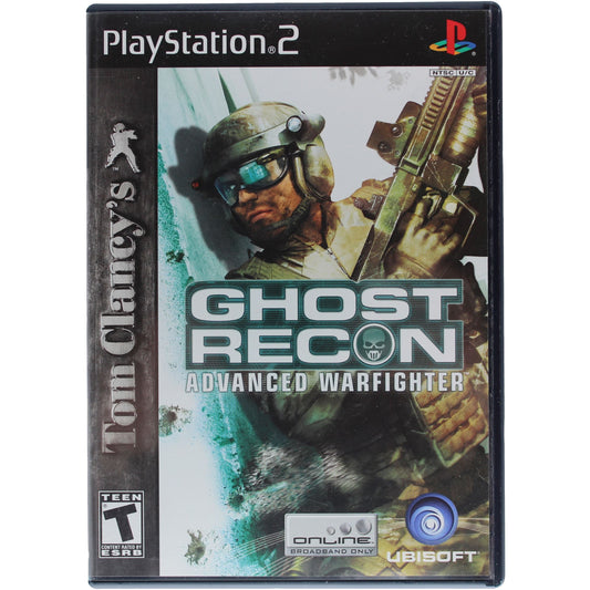 PlayStation 2 game case for 'Ghost Recon Advanced Warfighter' with a soldier holding a gun on the cover.