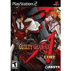 PlayStation 2 game case for 'Guilty Gear XX Accent Core' with characters on a white background