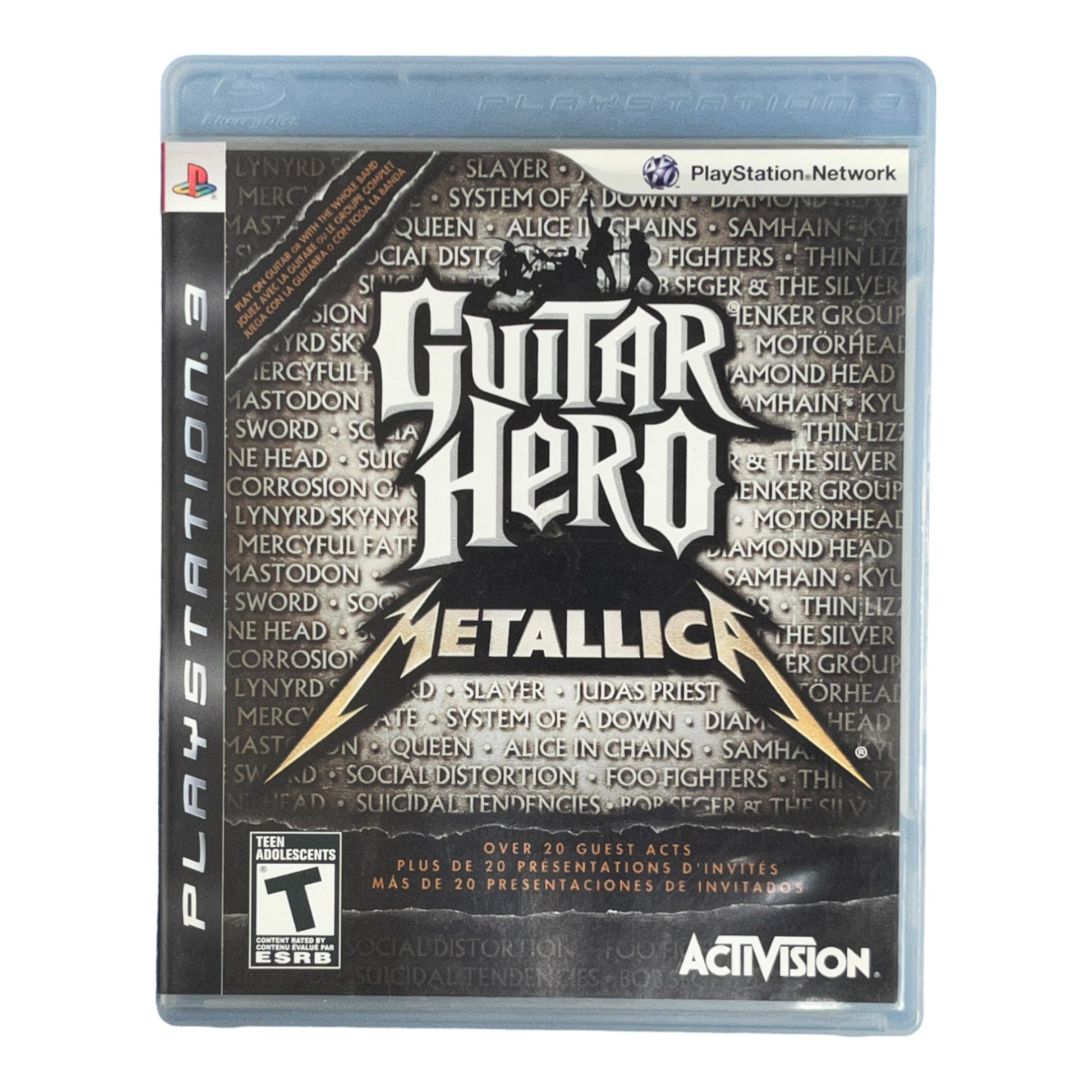 Guitar Hero Metallica game case for PlayStation 3 on a white background