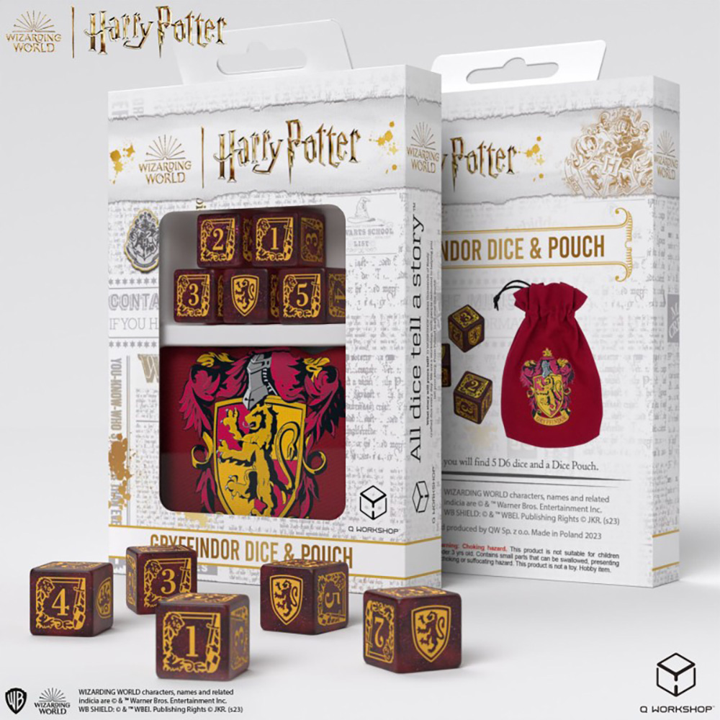 Harry Potter dice set with packaging on a white background