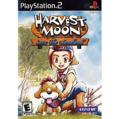 Harvest Moon game cover for PlayStation 2 with a character and dog on a grassy field.