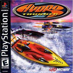 PlayStation game cover for 'Hydro Thunder' featuring jet skis and colorful design.