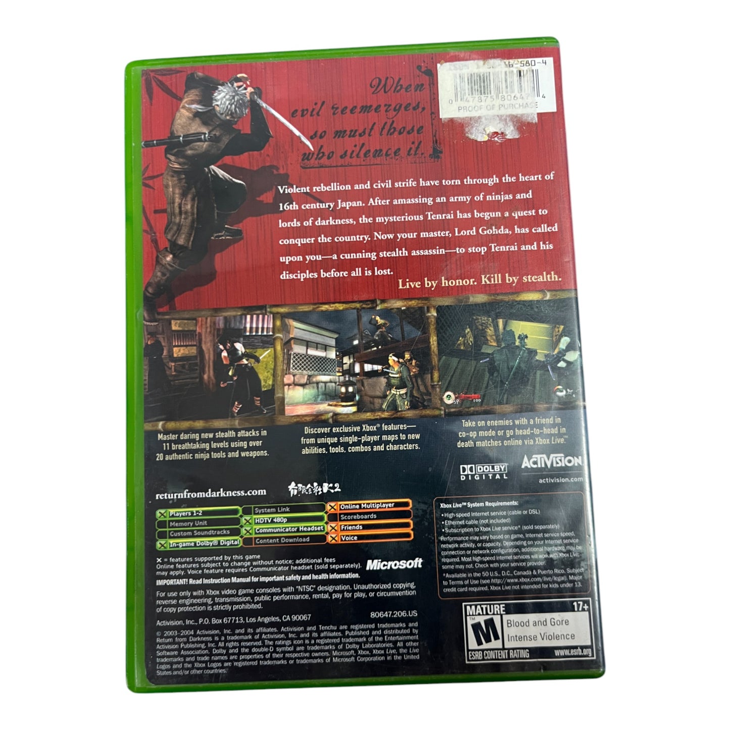 Tenchu Return from Darkness (Xbox)