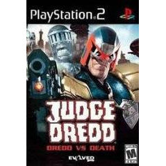 PlayStation 2 game cover of 'Judge Dredd: Dredd vs Death' featuring a character in a helmet and armor.