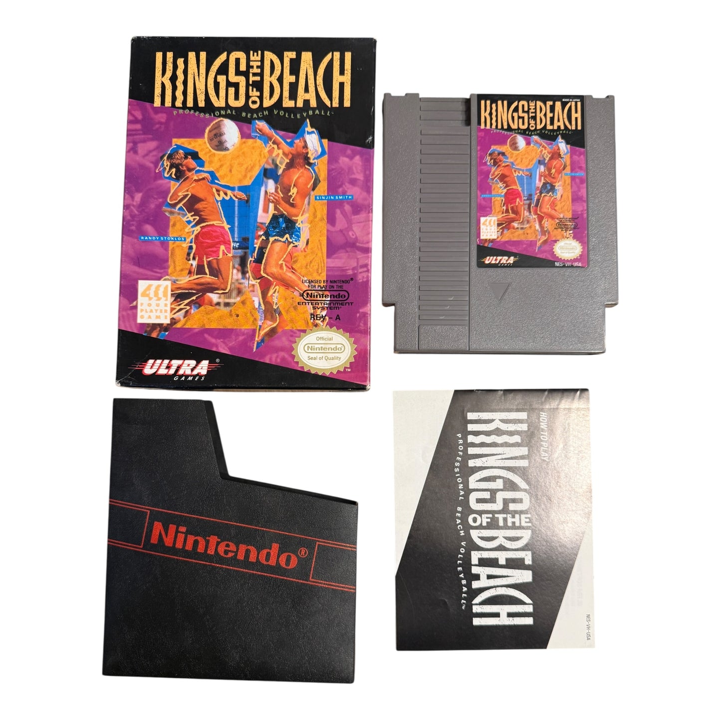 Kings of the Beach video game cartridge and packaging on a white background