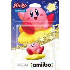 Kirby amiibo figure packaging with Kirby character on a blue background