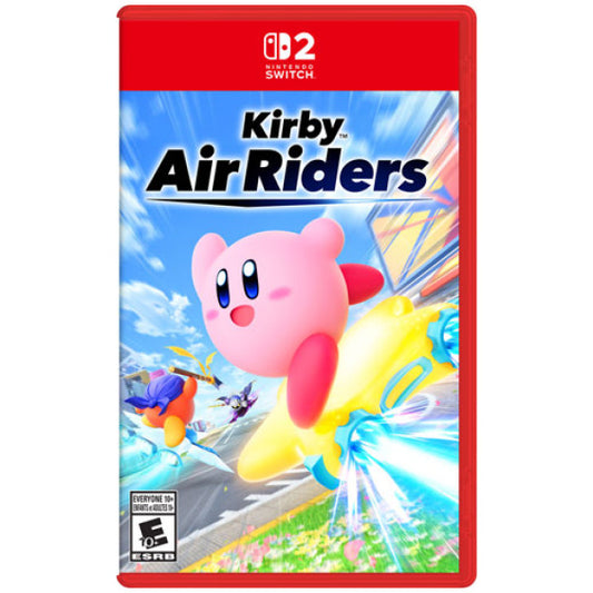 Kirby Air Riders game cover for Nintendo Switch with Kirby character on a colorful background