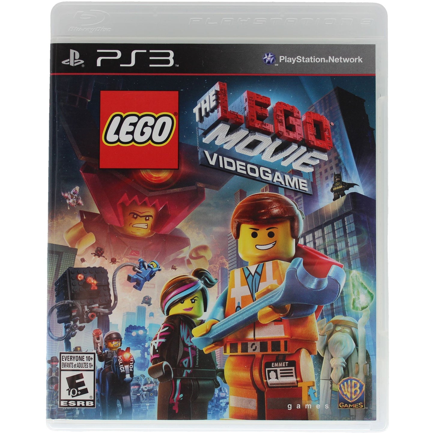 PlayStation 3 game case for 'The LEGO Movie Videogame' with LEGO characters on a white background.
