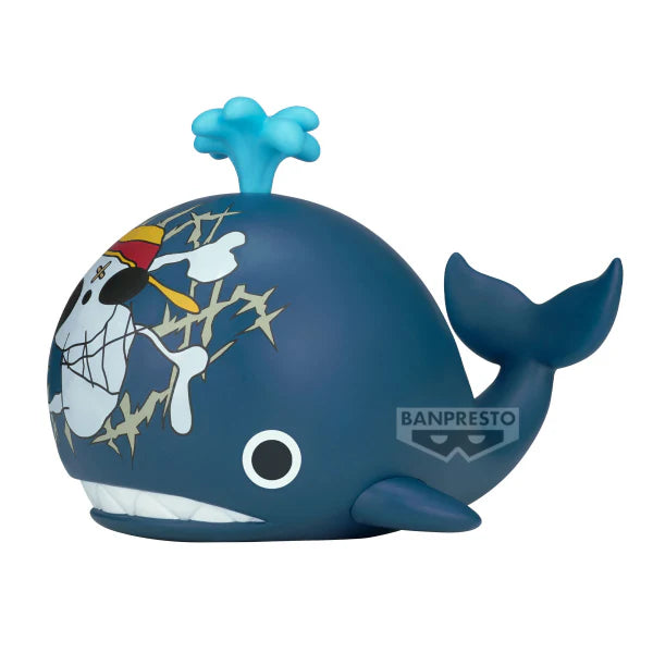 Blue whale-shaped figurine with a character design on a white background, featuring the Banpresto logo.