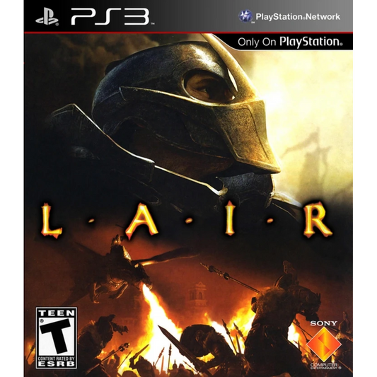 Game cover for 'Lair' on PlayStation 3 with a helmeted figure and battle scene.