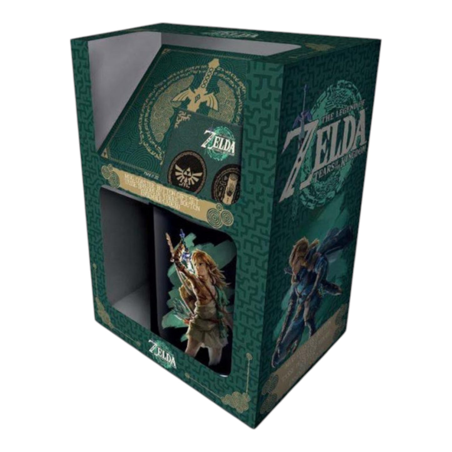 Legend of Zelda- Tears of the Kingdom Link 11 Oz. Ceramic Mug, Coaster & Button Gift Set