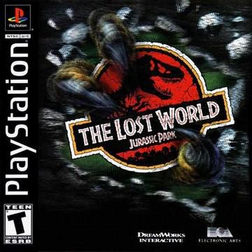 Game cover for 'The Lost World: Jurassic Park' on PlayStation with logos and text.