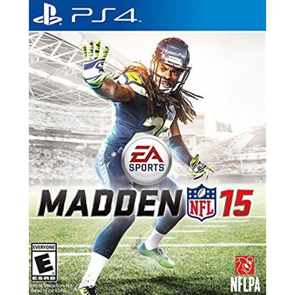 Madden NFL 15 game cover for PS4 with a football player on the cover.