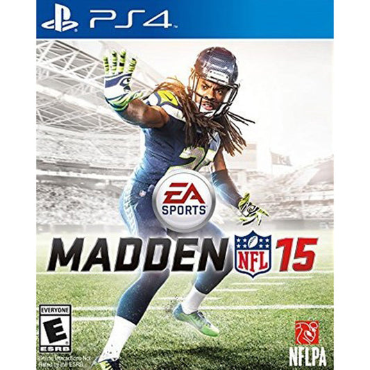 Madden NFL 15 game cover for PS4 with a football player on the cover.