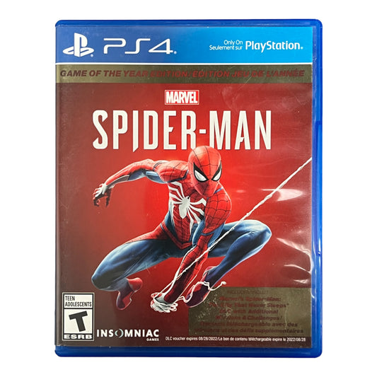 Marvel Spider-Man game for PS4 on a white background