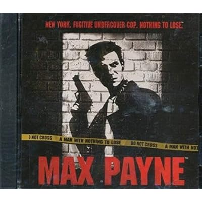 Cover art for the PC game Max Payne, depicting a man with a gun against a brick wall background, with the title text in red.