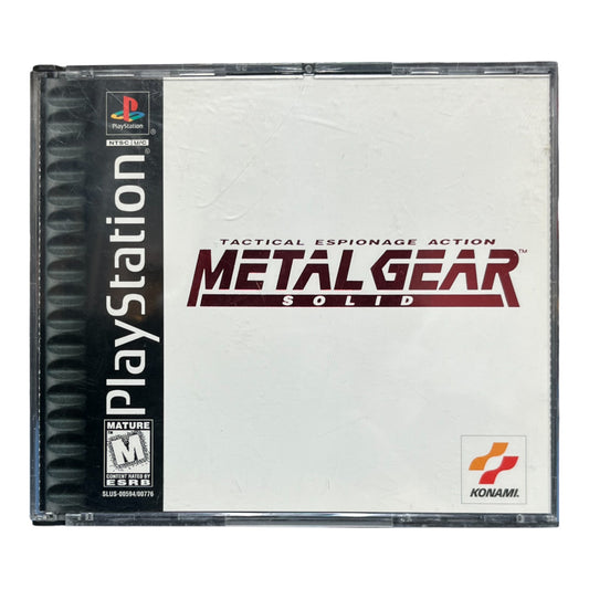 PlayStation game case for 'Metal Gear Solid' on a white background