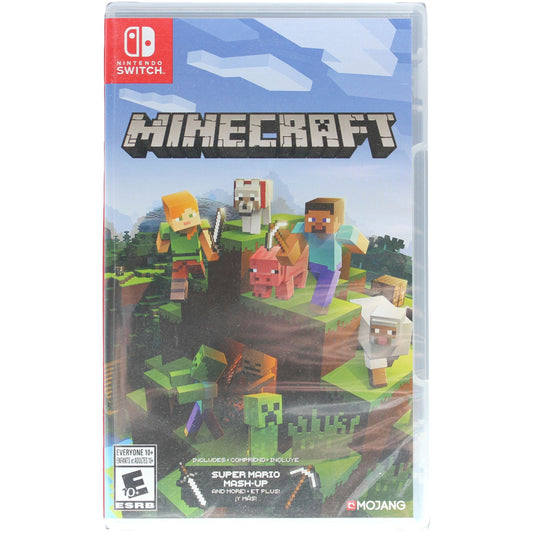 Minecraft game box for Nintendo Switch with characters and landscape on the cover