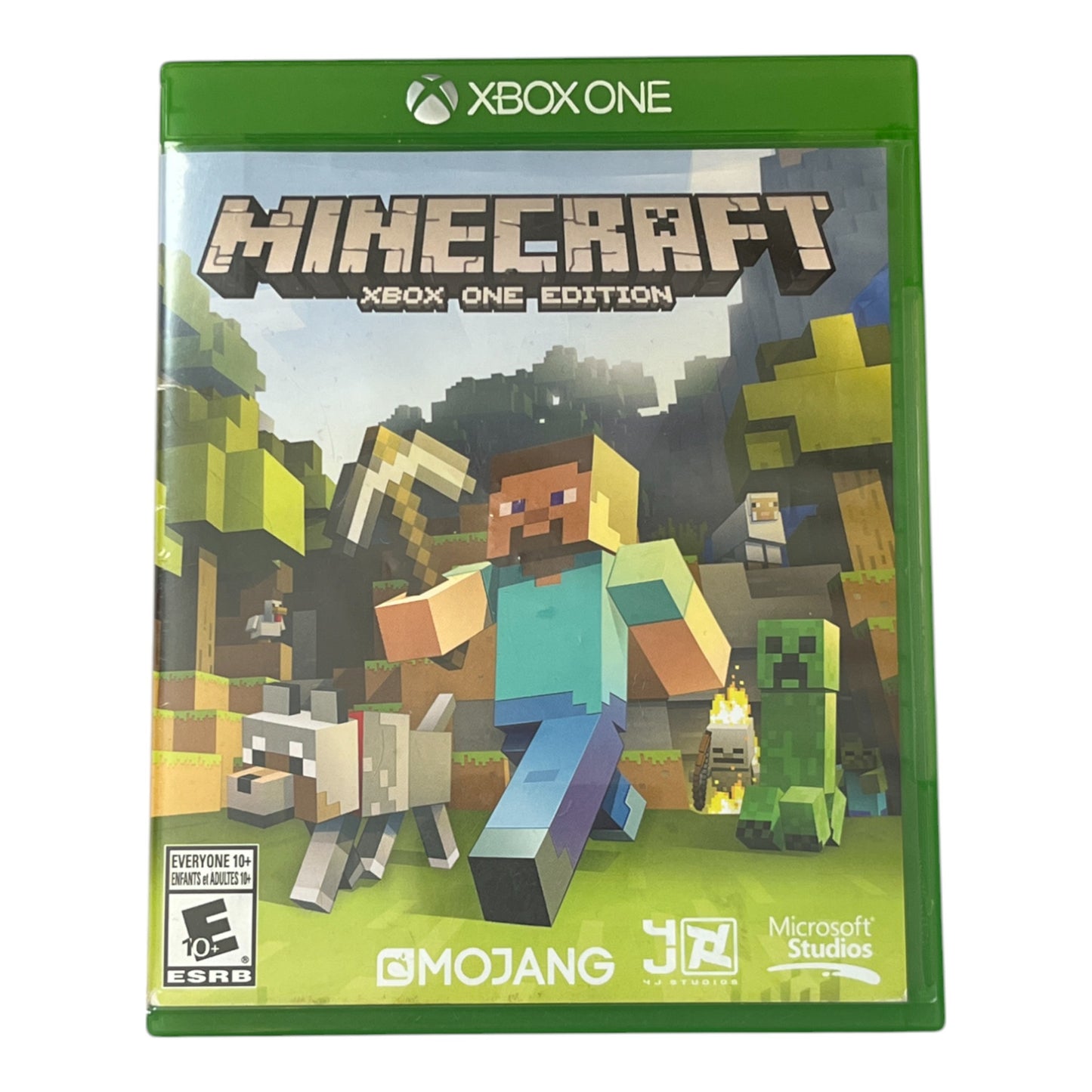 Minecraft Xbox One game cover with characters and green border
