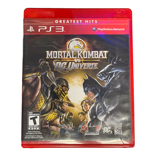 Mortal Kombat vs. DC Universe game case for PS3 on a white background