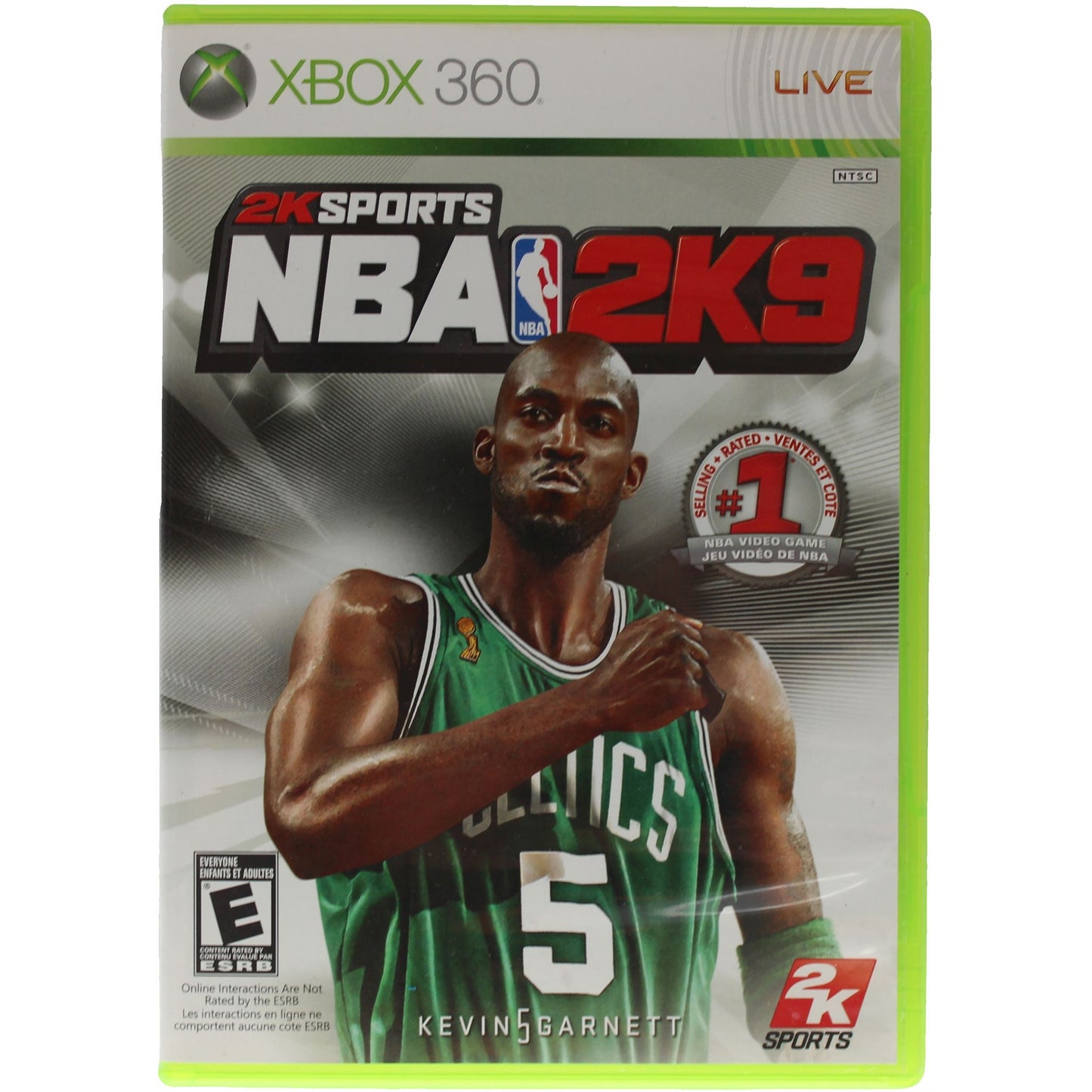 Xbox 360 game case for NBA 2K9 featuring a basketball player in a green jersey.