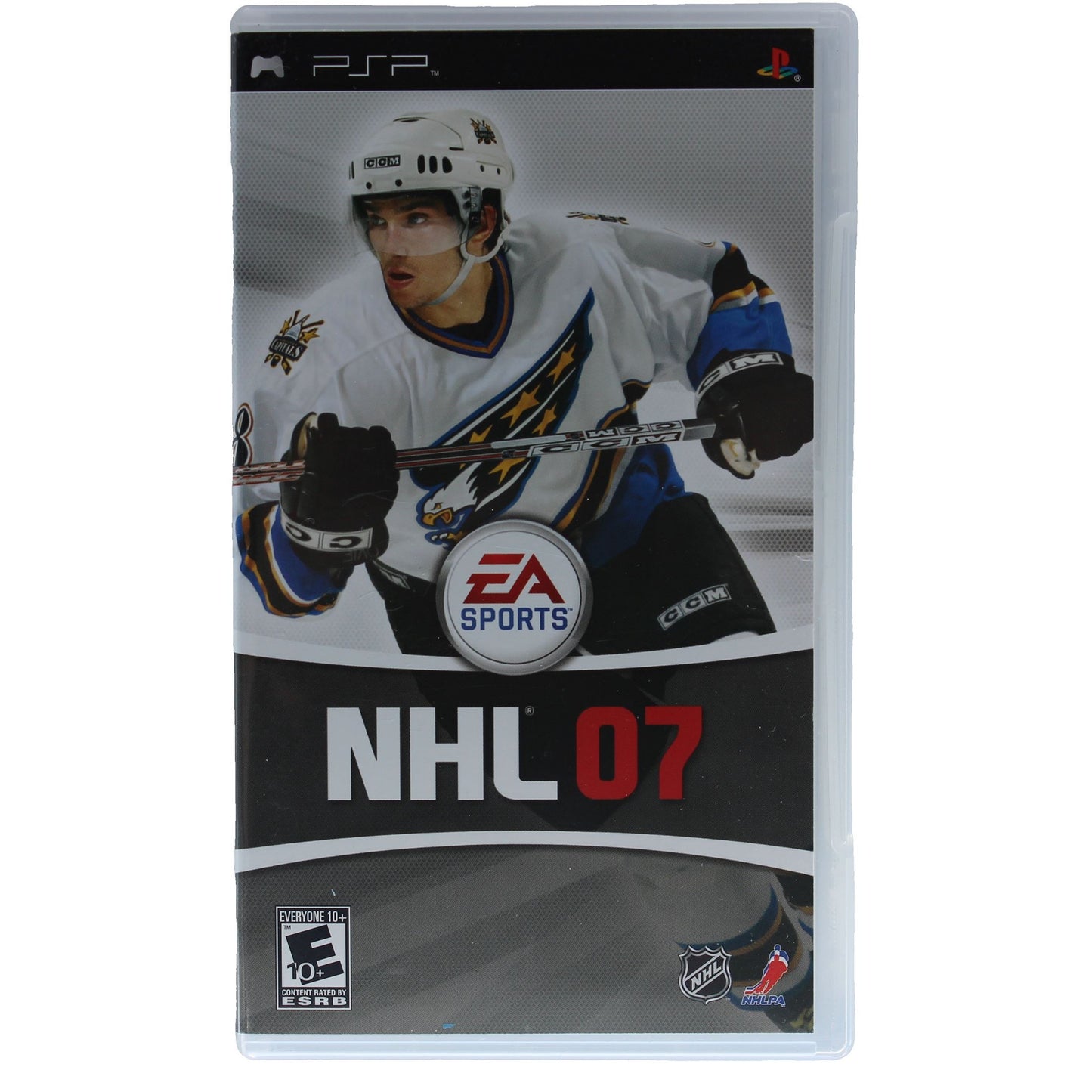 PSP game case for NHL 07 with hockey player on the cover