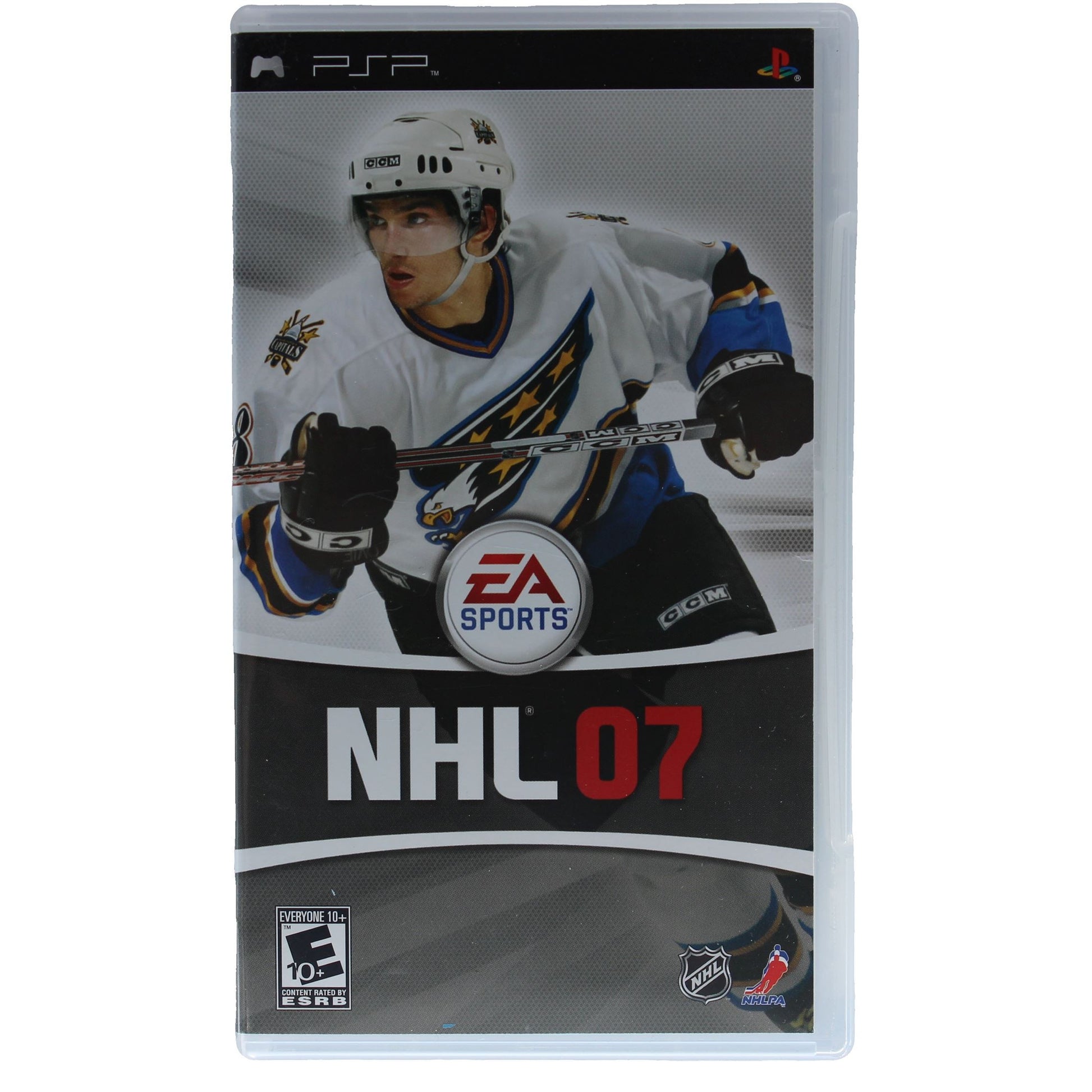 PSP game case for NHL 07 with hockey player on the cover