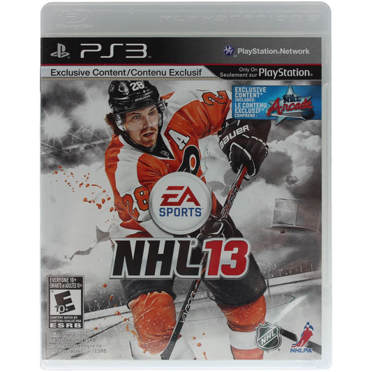 PlayStation 3 game case for NHL 13 with hockey player on cover