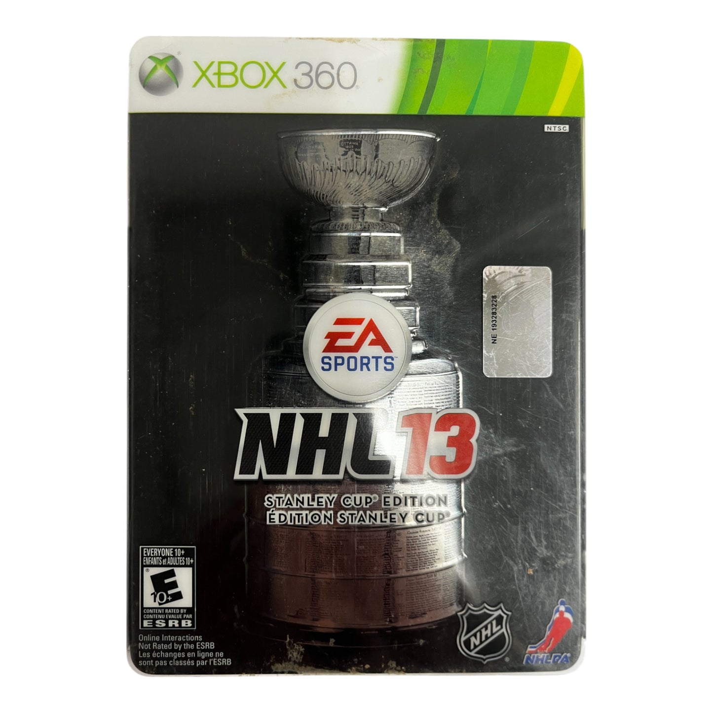 Xbox 360 game case for NHL 13 Stanley Cup Edition with EA Sports logo.