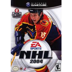 NHL 2004 GameCube game cover with hockey player on the front